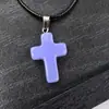 Colgante de cruz de cristal natural transfronterizo moda europea y americana comercio exterior accesorios de joyería diy cuerda de cuero cadena para la clavícula venta al por mayor