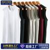 Atacado cor sólida 220g camiseta sem mangas colete fitness esportivo masculino e feminino uso interno e externo combina com tudo algodão puro colete branco