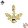 Evelor Original Banhado A Ouro Exquisite Bee Pingente Jóias Contas S925 Prata Esterlina DIY Pulseira Acessórios Contas