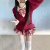 Uniforme JK Original Genuino Conjunto Completo Estilo Universitario Suéter Cardigan Camisa de Manga Larga Falda Plisada Traje de Estudiante