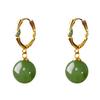 Personalidad Plata S925 Plata Esterlina Chapado en Oro Jaspe Natural Aretes Retro Casual Cuentas de Bola Aretes de Moda para Mujer