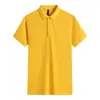 Nova camisa polo casual de algodão puro para o verão de 2022, gola com fenda, leve luxo, cor sólida, manga curta, estampada, publicitária, cultural