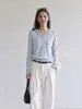 Super descontraído e relaxado~ Cardigã de tricô azul com capuz e mangas compridas estilo coreano para mulheres, novo top versátil e solto para o início do outono