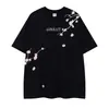 Ropa para Hombre Ins Retro Americano Camiseta Negra de Manga Corta con Hombro Caído, Estampado de Caballo en Racimo y Diseño de Letras, Peso Pesado Holgada Estilo High Street