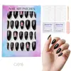 24 Peças de Unhas Postiças Usáveis para Adultos Produtos Acabados Transfronteiriços Patches de Manicure de Alta Qualidade Manicure Amêndoa Removível Atacado