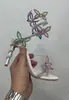 Fábrica Transfronteriza Primavera y Verano Nuevo Serpiente en Forma de Mariposa con Diamantes y Flores Tacón de Aguja Sandalias Romanas Botas Zapatos para Mujer de Banquete Europeos y Americanos