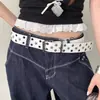 Cinto Rosa Estilo Y2K Cool com Tachas de Estrela para Mulheres, Cinto Estilo Millennium Hot Girl com Fivela de Metal para Combinar com Jeans, Tendência