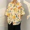 Camisa Floral Estilo Retrô Tailandês Estilo Verão Hong Kong Manga Curta Solta Bonita Estilo Casal Sudeste Asiático Camisa de Praia Beira-Mar