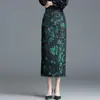 Saia Jacquard da Moda para Mulheres 2026 Nova Saia Midi Bodycon com Fenda Lateral Nova Saia Longa Reta Estilo Chinês