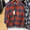 Camisa de Franela a Cuadros con Doble Bolsillo Manga Larga para Hombre Mujer Camisa de Aire Acondicionado 488795/486615/488794