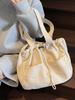Bolsos para Mujer Estilo Coreano Simple Cordón Bolso de Mano Casual Gran Capacidad Bolsa de Lona Lavada Color Sólido Bolso de Hombro para Mujer