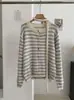 Cárdigan de Punto a Rayas de Color Contrastante KEKEZOON para Mujer, Adelgazante y Versátil, Nuevo Suéter Estilo Coreano para Otoño 8490