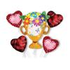 Conjunto de cinco piezas para el Día de la Madre: cesta de flores, corona, película de aluminio, globo de papel de aluminio, decoración festiva para celebrar el feliz cumpleaños.