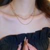 Collar de borla de calabaza de acero de titanio con piedra ojo de gato artificial, acero inoxidable y circonita, moda de lujo ligero, cadena para clavícula, collar de alta gama