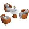 Estilo de lujo ligero combinación de sofá individual y mesa de café mesa y sillas de recepción comercial oficina de ventas mesa y sillas de negociación sofá para invitados de negocios de oficina