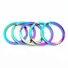 Anillo de Llavero Metálico Colorido Anillo Plano Deslumbrante Llavero de Siete Colores Colgante de Joyería DIY Llavero En Stock Al Por Mayor