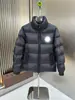 25 Mengjia Cuello Alto Logo Grande Unisex Cálido Versátil Moda Chaqueta Invierno Abrigo de Plumas Marca de Moda Etiqueta Original Transfronterizo