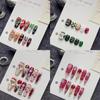 Colección navideña Feliz Navidad industria pesada hecha a mano desgaste manicura de uñas largas cortas al por mayor terminadas uñas postizas