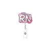 Porta-credencial retráctil más vendido transfronterizo, clip giratorio para credencial de acrílico, porta-credencial RN rosa, clip retráctil para credencial al por mayor