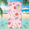 Toalla de Playa de Microfibra con Estampado Digital de Lazo de Corazón Estilo Girly Suave Portátil para Exteriores Toalla de Baño para Nadar