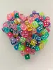 En stock 16mm esquina redondeada 6 caras color transparente plástico tablero de juego rol enseñanza juguete accesorios dados acrílico cristal