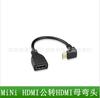 Adaptador HD Mini HDMI a HDMI hembra de codo de 90 grados Mini HDMI macho directo de fábrica