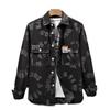 Comércio Exterior Novo Japonês Vintage Fio tingido Jacquard Camisa Jaqueta Homens Loose Casual Cool Manga Longa Denim Shirt