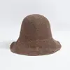 Sombrero de Paja Tejido a Mano de Color Sólido Estilo Japonés Casual Versátil para Mujer, Sombrilla Plegable de Verano para Viaje, Sombrero de Pescador