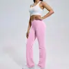 Calças pantalona boca de sino de alta elasticidade, sem costura, transpassadas na cintura, que levantam o bumbum e controlam a barriga, para esportes femininos, corrida, fitness e yoga