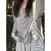 Camisa casual de Tencel estilo coreano con protección solar para mujer, delgada, transpirable, cuello redondo, borde enrollado, manga larga, ajuste holgado para primavera, verano y otoño