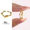 Oamaika Anillo Curvo Brillante de Diseño Sencillo de Nicho Europeo y Americano Anillo Personalizado Anillo Ajustable de Acero Inoxidable para Dedo Índice