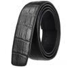 Tira de Cinturón de 3.5cm Capa Superior Piel de Vaca para Hombre Patrón Lichi en Relieve Tira de Cinturón de Cuero Genuino Tira de Cinturón con Hebilla Automática Cinturón de Salchicha de Cerdo
