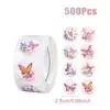 500 Rollos de Pegatinas Florales de Mariposas de Colores, Etiquetas de Flores, Pegatinas en Rollo Autoadhesivas para Decoración, Al por Mayor en Stock