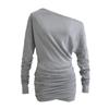 Vestido retro francés con hombros descubiertos y manga larga, otoño e invierno 2024, nueva falda ajustada con cintura alta para chica.