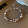 Coleção Pérola Estelar: Pulseira Camada Pérola Rosa Nebulosa e Fragmentos de Prata, Estilo de Luxo Leve Três Camadas de Alta Qualidade, Pulseira Suave e Elegante