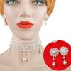 Collar de cadena para vestido de novia europeo y americano, blanco, con encaje de perlas, para mujer, con pendientes, accesorios de dos piezas Y533