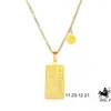 Moda INS nuevo collar para mujer colgante cuadrado tallado cadena para la clavícula chapado en acero inoxidable collar de oro real venta al por mayor