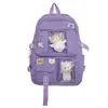 Mochila Escolar para Secundaria y Preparatoria Estilo Coreano Moderna Trendy Chica Mochila Casual Estilo Harajuku Dibujos Animados Estilo Japonés Mochila Color Sólido