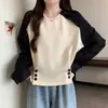 Moletom Raglan Curto Estilo Coreano Petite Confortável Feminino Senso de Design Nicho Outono Novo Manga Solta Top Tendência