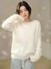Ropa Especial Zhengqi/ Suéter Pulóver de Lana Blanco de Cuello Redondo para Mujer, Top de Punto Base para Mujer