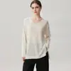 Suéter de punto fino, finamente elaborado, de longitud media, con abertura lateral, corte holgado, de cachemira, con cuello en V, top estilizado para mujer