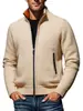 Amazon 2025 Otoño e Invierno Talla Europea Manga Larga Cuello Alto Cremallera Cárdigan Tejido de Punto para Hombre Terciopelo Cálido Tejido de Punto Chaqueta para Hombre