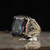 Jianjie desea anillo retro para hombre de aleación de circón rojo artesanal con diamantes europeo y americano de Amazon al por mayor