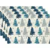 Temu Promoção de Vendas Tapetes de Mesa de Natal Tapetes de Isolamento Térmico de Linho de Inverno Estampa Xadrez Boneco de Neve Toalha de Mesa de Linho