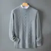 100% Lana Pura Bai Cai Rong Otoño/Invierno Engrosado Cuello Medio Alto Holgado Color Liso Suéter Tejido Casual Capa Base
