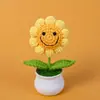 Ventas directas del fabricante: Planta de girasol en maceta de hilo tejido terminada, adorno pequeño de girasol artificial, regalo de temporada de graduación, transfronterizo