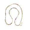 Cadena Larga para Suéter con Colgante de Nudo de Cuerda Tejida Hecho a Mano de Diseño Vintage, Piedra Natural y Borla, Collar con Flor, con un Toque de Lujo para Mujer