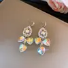 Pendientes de Gancho con Colgante de Corazón de Cristal y Gota de Agua, Pendientes de Moda y de Alta Gama, Pendientes Versátiles de Lujo Ligero de Nicho al por Mayor para Mujeres