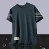 Camiseta de Malla de Seda Helada de Manga Corta para Hombre Verano Seleccionado Cuello Redondo Delgada Holgada Transpirable Camiseta de Media Manga Talla Grande