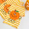 Ropa de primavera/verano para perros estilo coreano y japonés, chaleco divertido de dibujos animados con rayas naranjas para gatos y perros pequeños a medianos